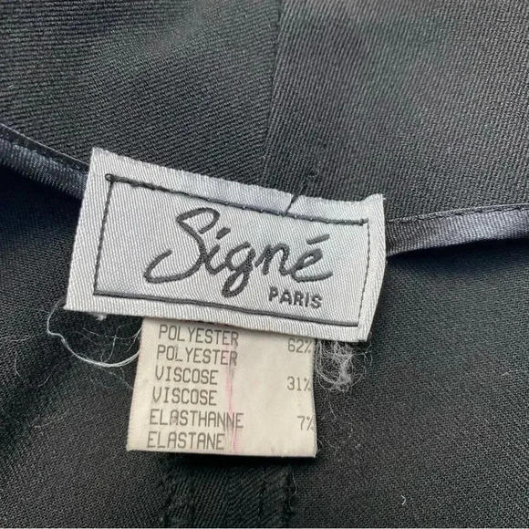 Signé Paris Black Tailored Pants Size 10 Made in France Classic Work Trousers - Picture 8 of 10